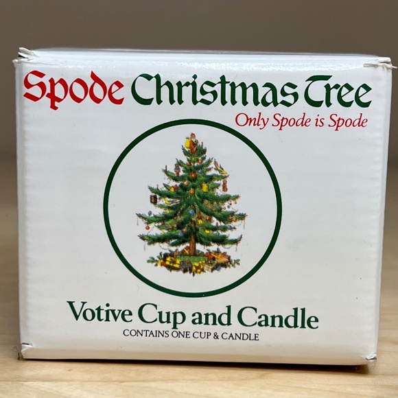 Vintage Spode Votive Candle Holder in Christmas Tree Pattern - Picture 2 of 6